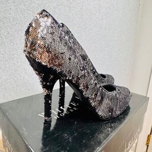 White House Black Market Sequin Pumps Heels Sparkle Party Dress Shoes 7.5M